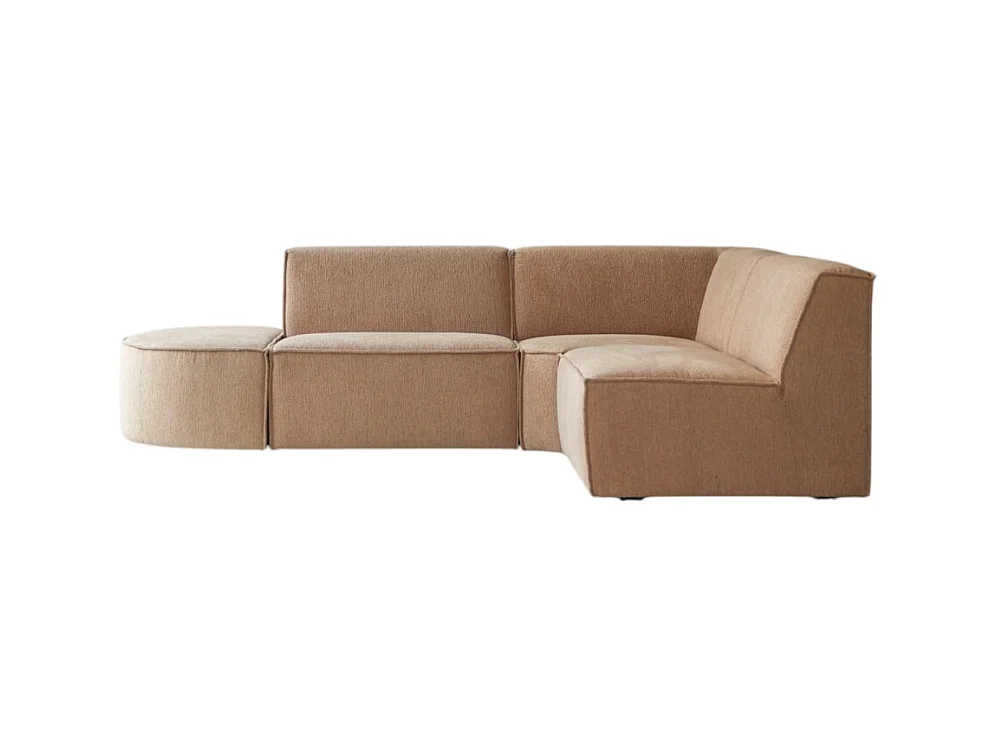 Modul-Ecksofa Dario aus camelfarbenem Stoff, 4–5 Sitzplätze