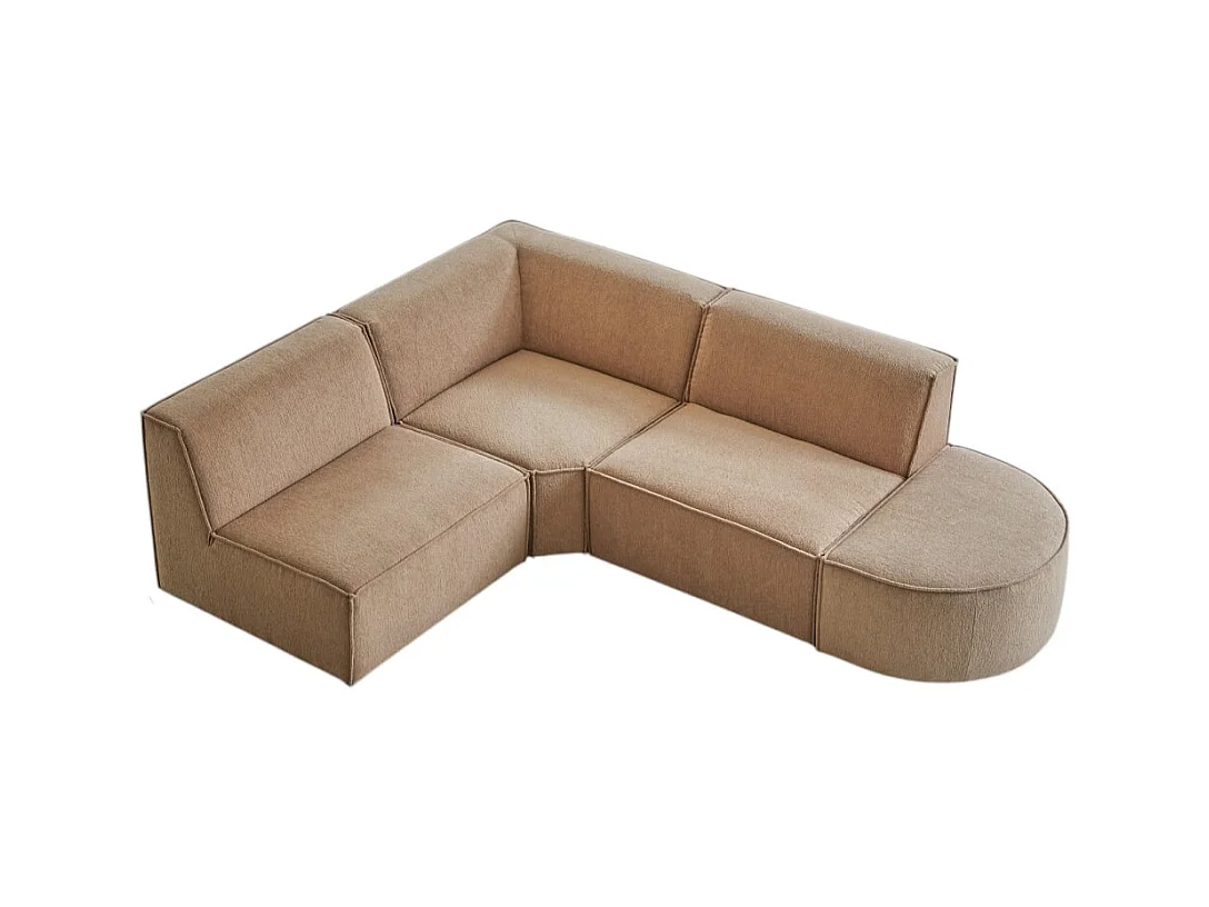 Modul-Ecksofa Dario aus camelfarbenem Stoff, 4–5 Sitzplätze