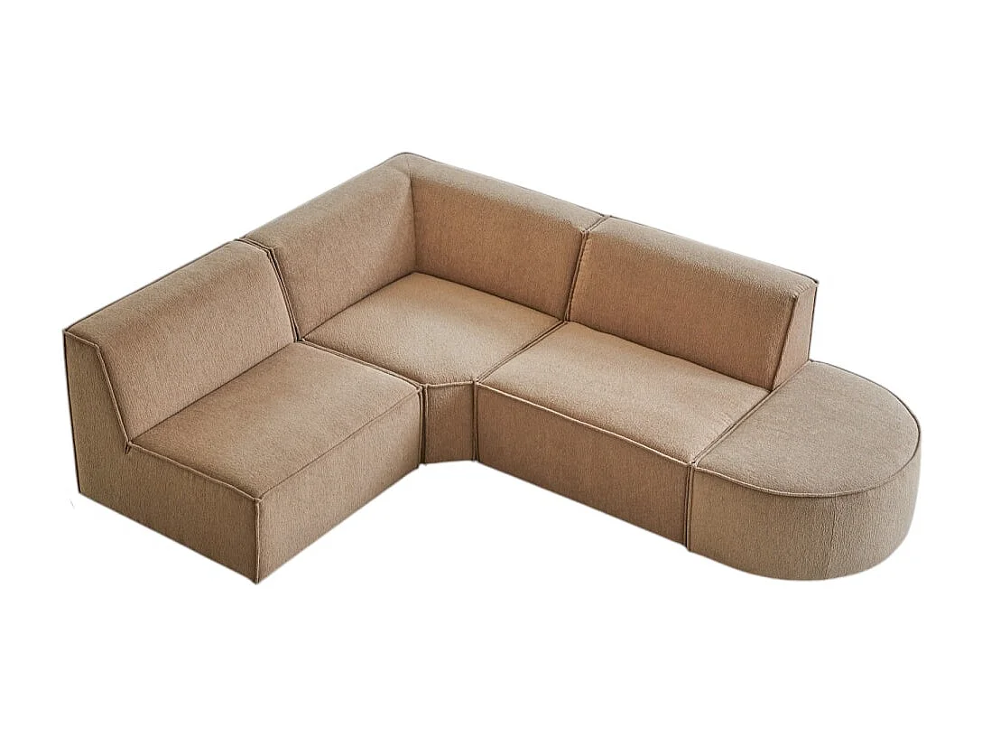 Divano angolare modulabile Dario 4-5 posti in tessuto cammello