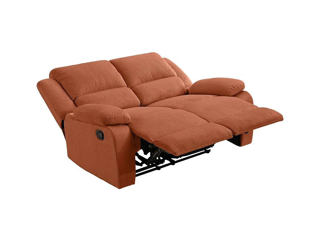 RELAXXO - Canapé de relaxation manuel 2 places LEO en velours côtelé - Terracotta