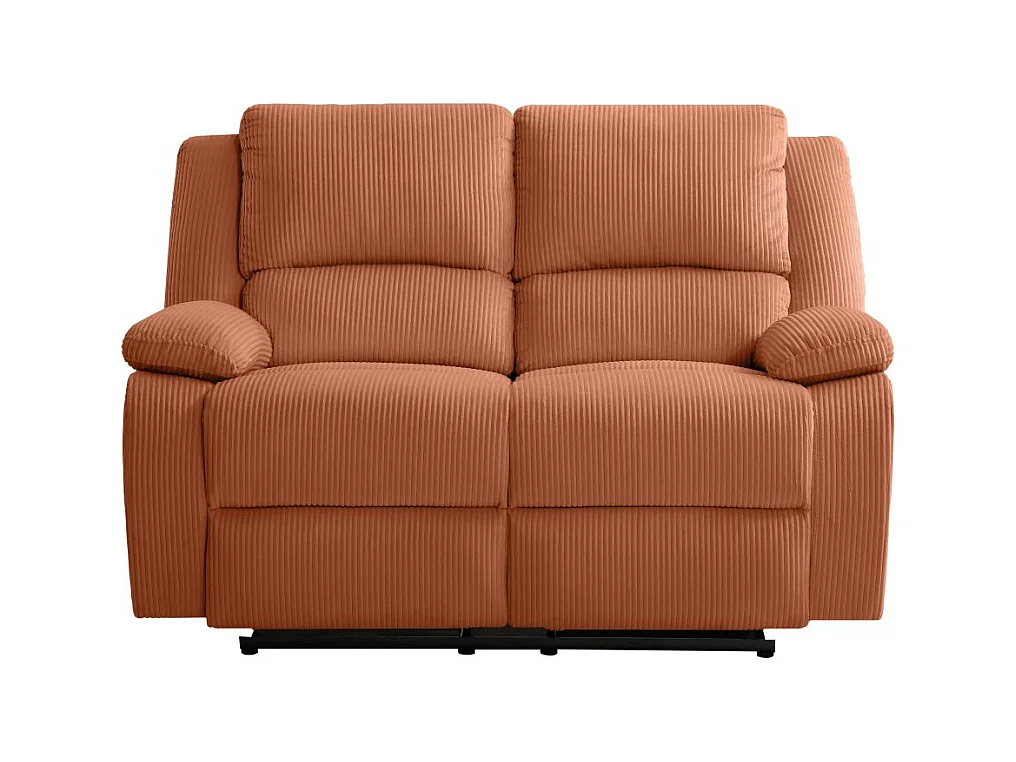 RELAXXO - Canapé de relaxation manuel 2 places LEO en velours côtelé - Terracotta