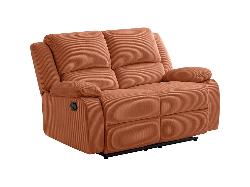 RELAXXO - Canapé de relaxation manuel 2 places LEO en velours côtelé - Terracotta