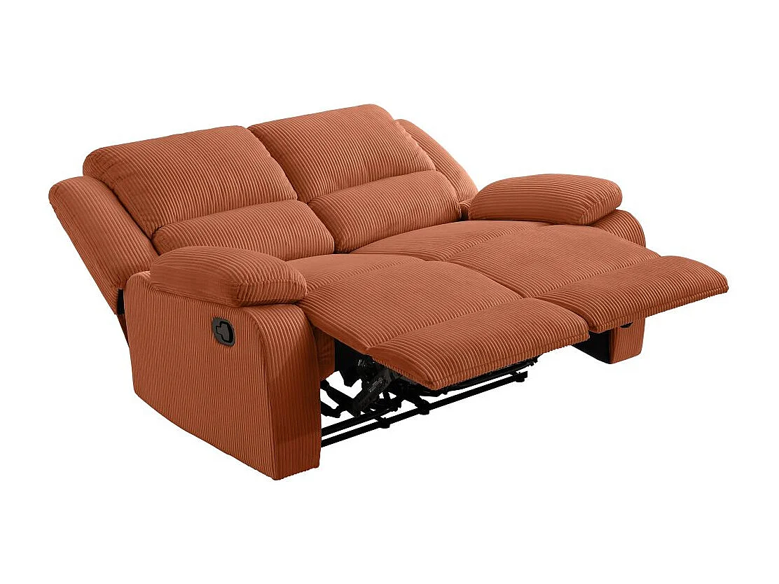 RELAXXO - Canapé de relaxation manuel 2 places LEO en velours côtelé - Terracotta