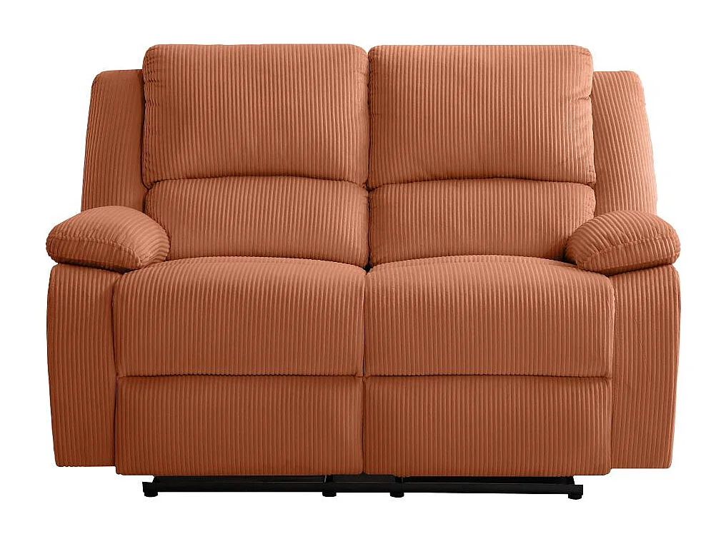 RELAXXO - Canapé de relaxation manuel 2 places LEO en velours côtelé - Terracotta