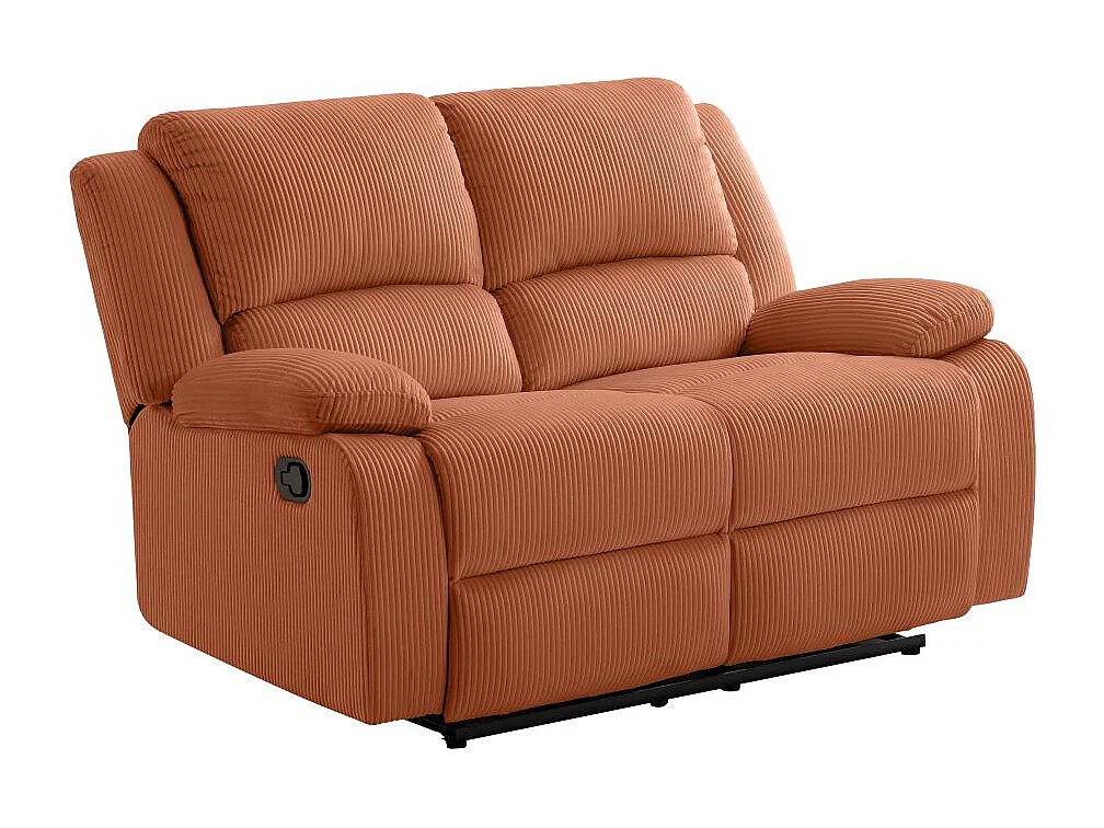 RELAXXO - Canapé de relaxation manuel 2 places LEO en velours côtelé - Terracotta