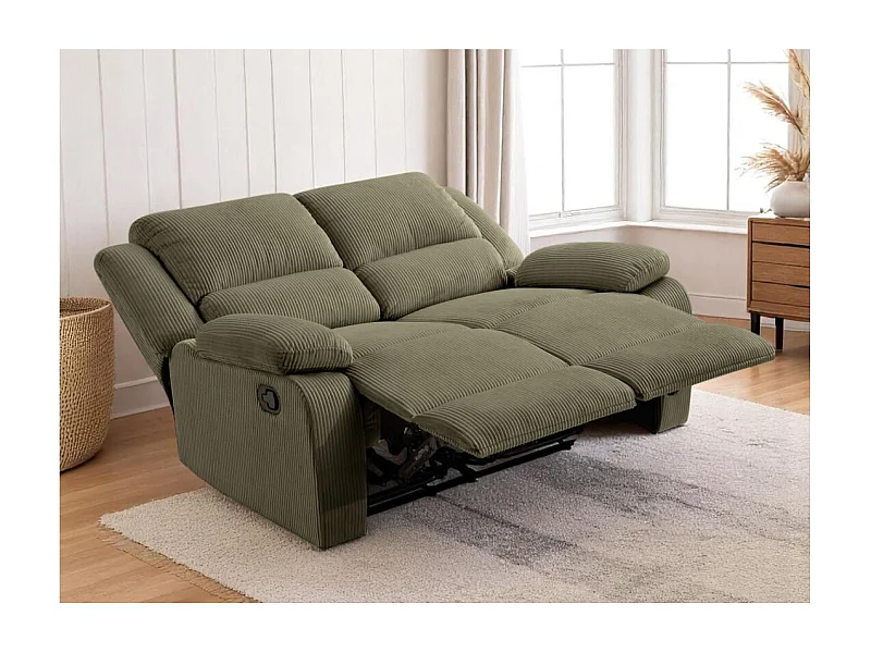 RELAXXO - Canapé de relaxation manuel 2 places LEO en velours côtelé - Vert