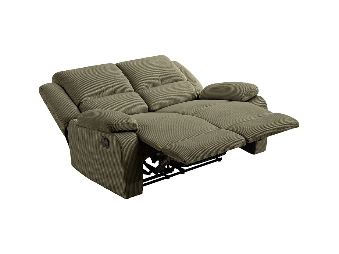 RELAXXO - Canapé de relaxation manuel 2 places LEO en velours côtelé - Vert