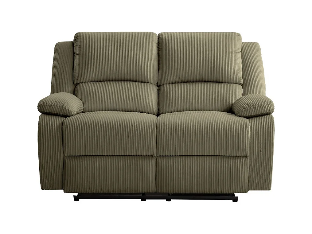 RELAXXO - Canapé de relaxation manuel 2 places LEO en velours côtelé - Vert