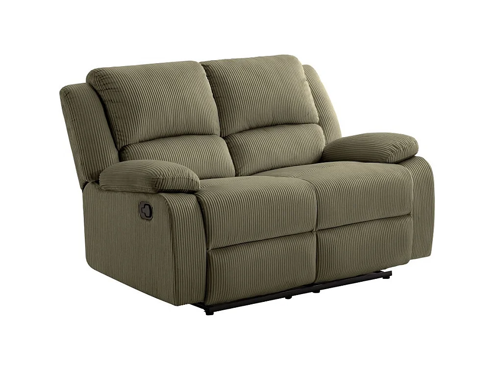 RELAXXO - Canapé de relaxation manuel 2 places LEO en velours côtelé - Vert