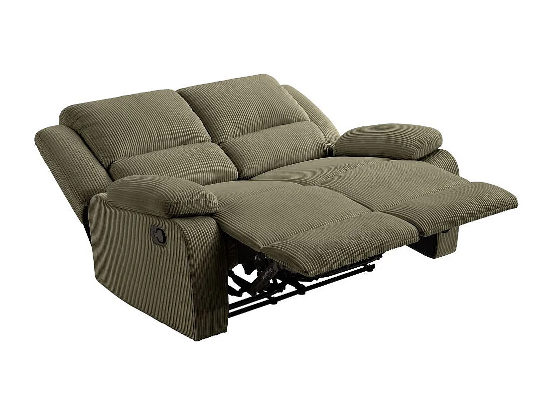 RELAXXO - Canapé de relaxation manuel 2 places LEO en velours côtelé - Vert