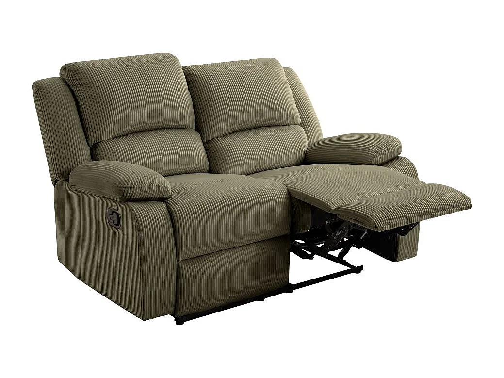 RELAXXO - Canapé de relaxation manuel 2 places LEO en velours côtelé - Vert