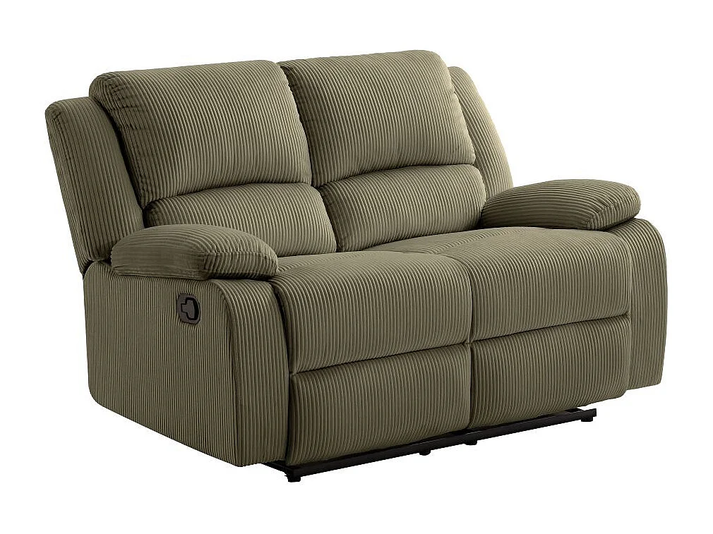 RELAXXO - Canapé de relaxation manuel 2 places LEO en velours côtelé - Vert