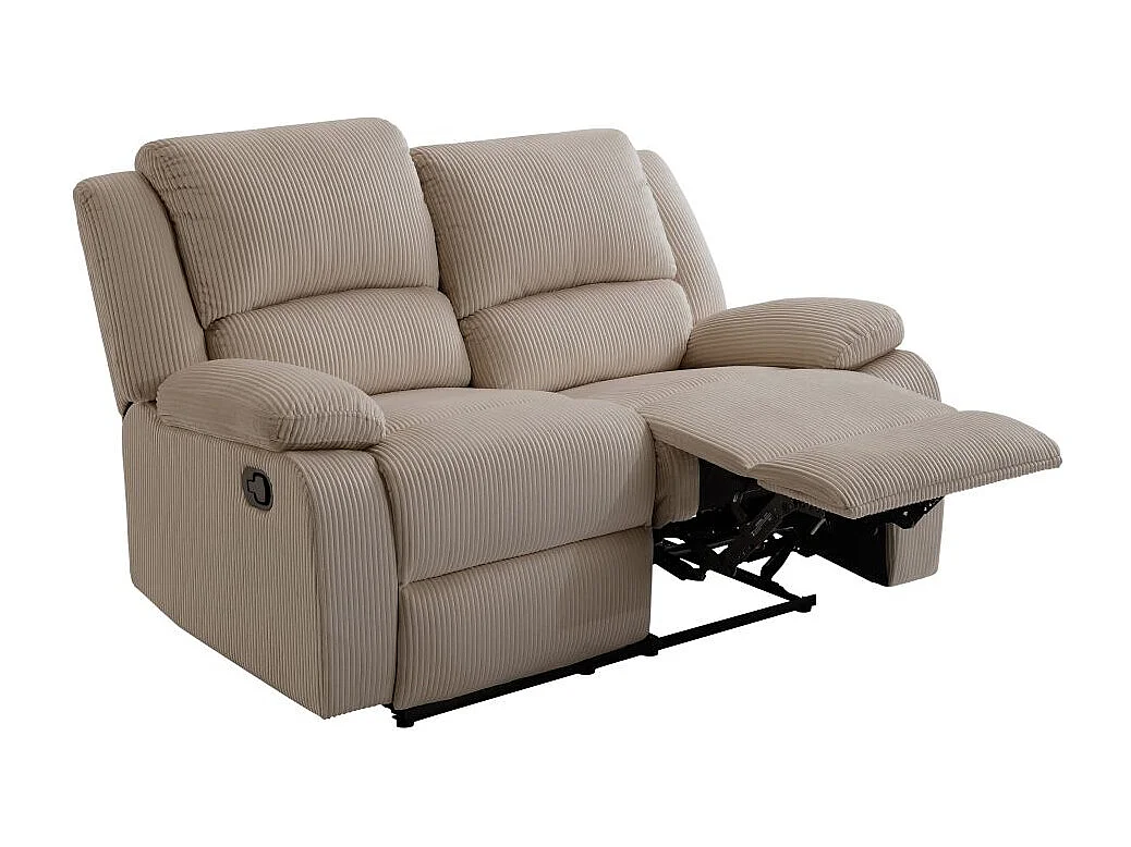RELAXXO - Canapé de relaxation manuel 2 places LEO en velours côtelé - Taupe