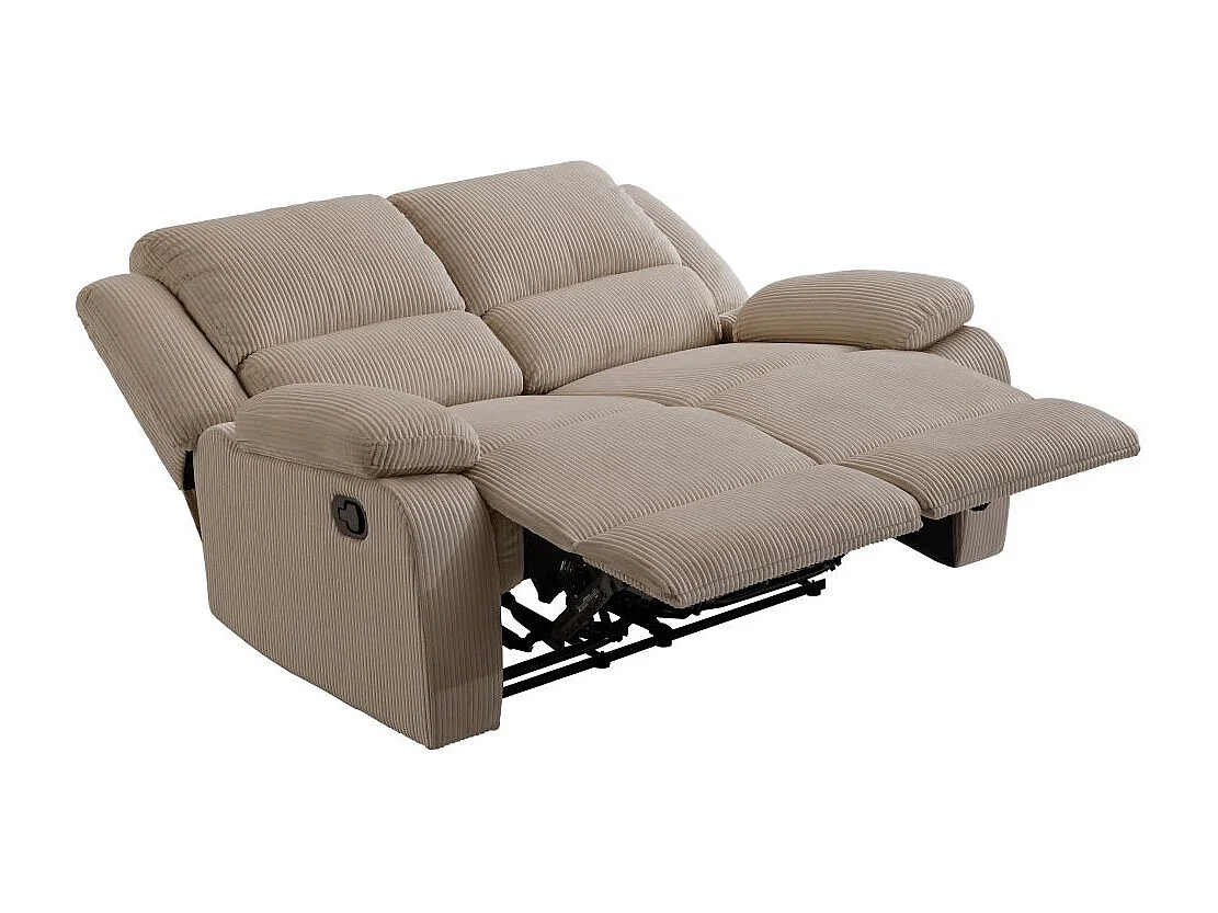RELAXXO - Canapé de relaxation manuel 2 places LEO en velours côtelé - Taupe