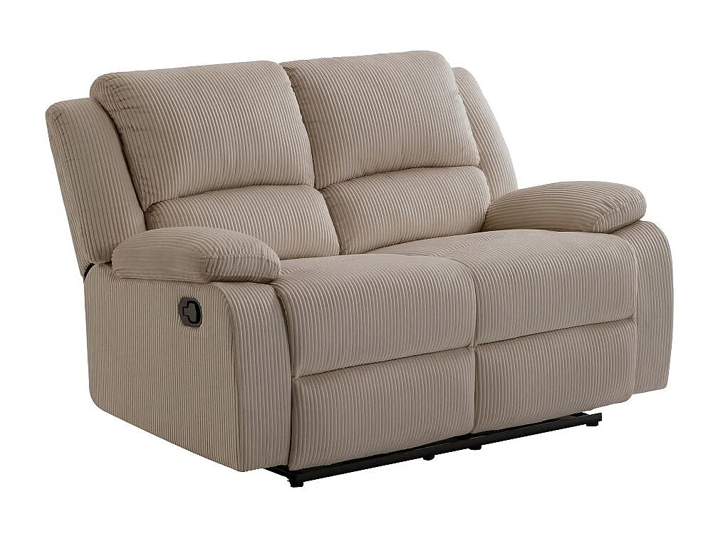 RELAXXO - Canapé de relaxation manuel 2 places LEO en velours côtelé - Taupe
