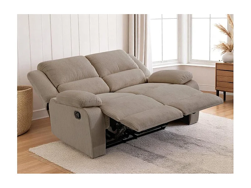 RELAXXO - Canapé de relaxation manuel 2 places LEO en velours côtelé - Taupe