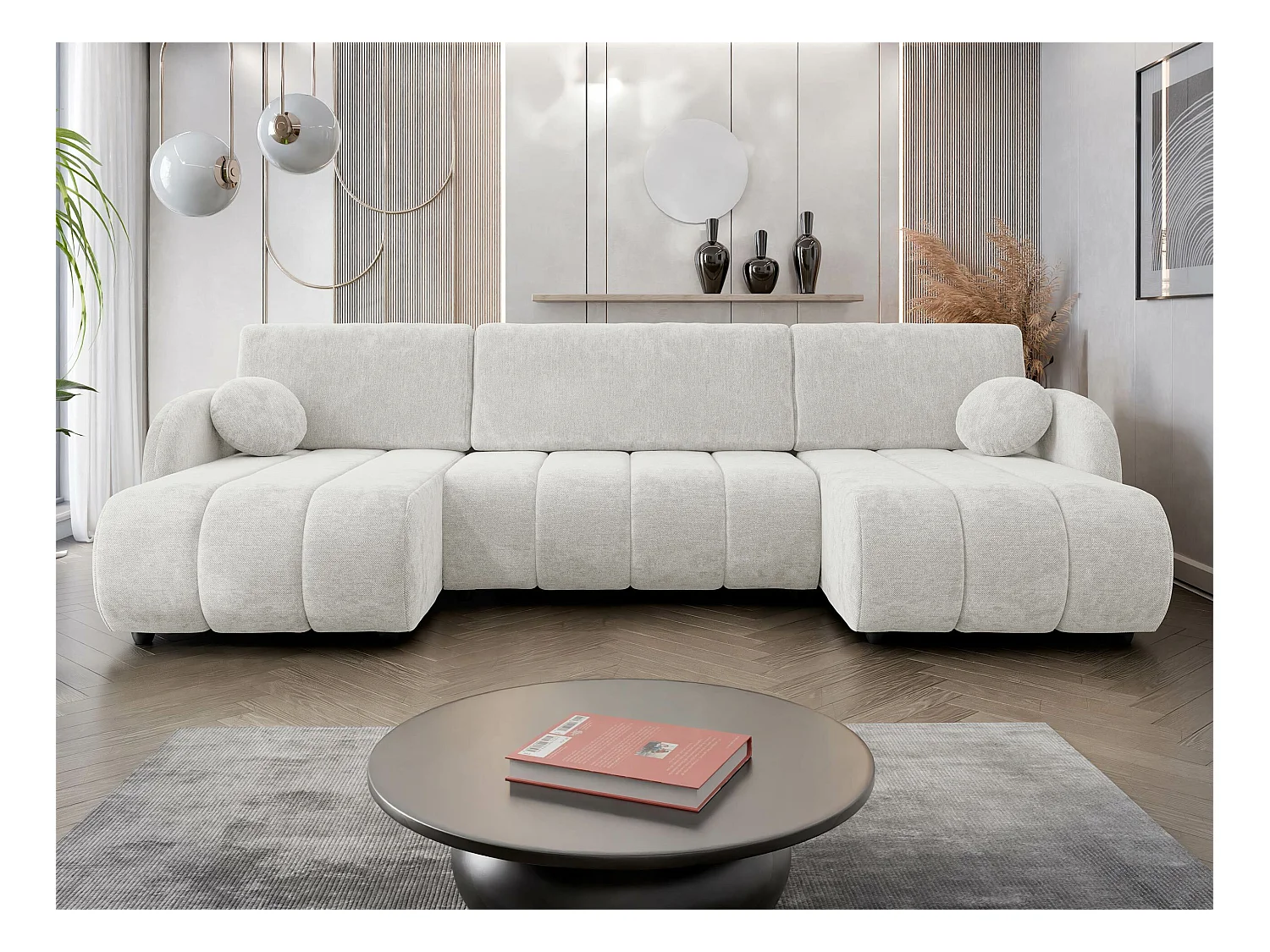 Sofá de canto Columbus 248, Castanho claro, Funcionalidade de dormir