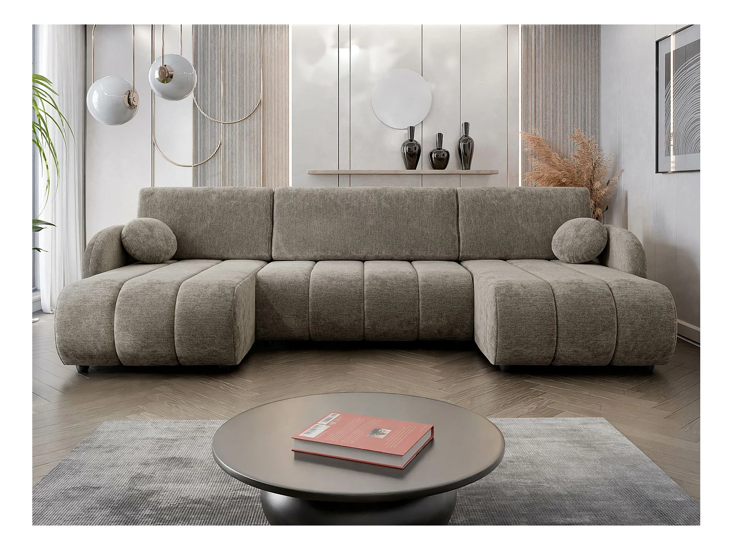 Sofá de canto Columbus 248, Castanho, Funcionalidade de dormir