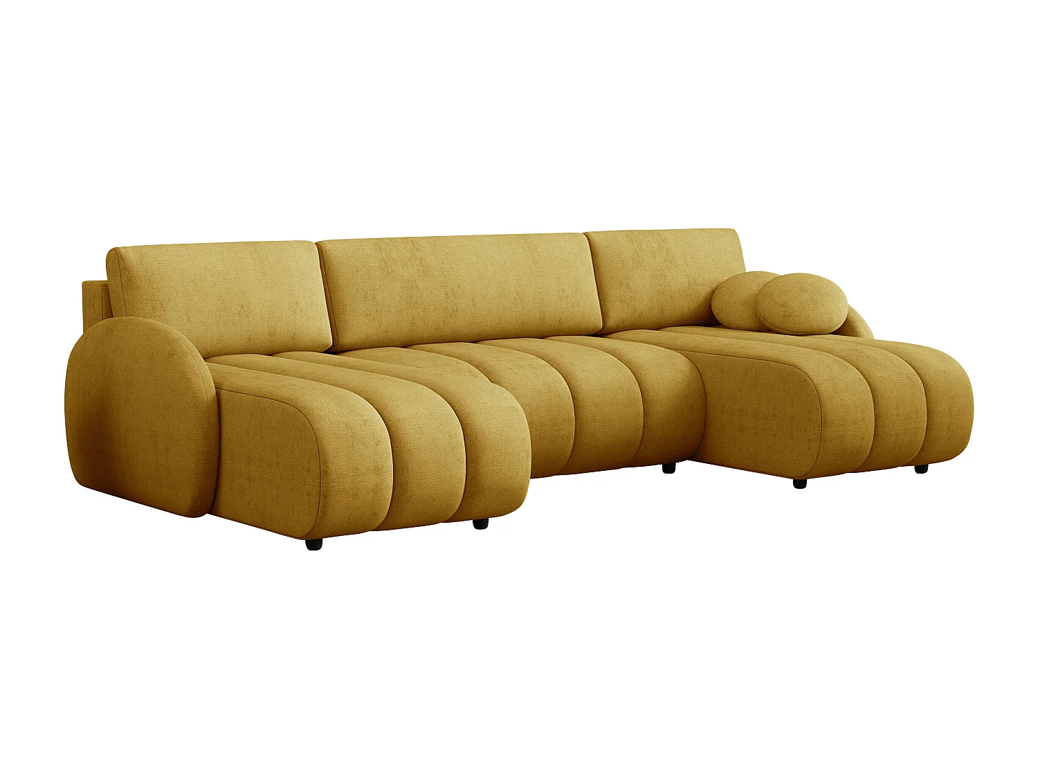 Sofá rinconero Columbus 248, Amarillo, Función de descanso, Almacenaje, 318x160x88cm