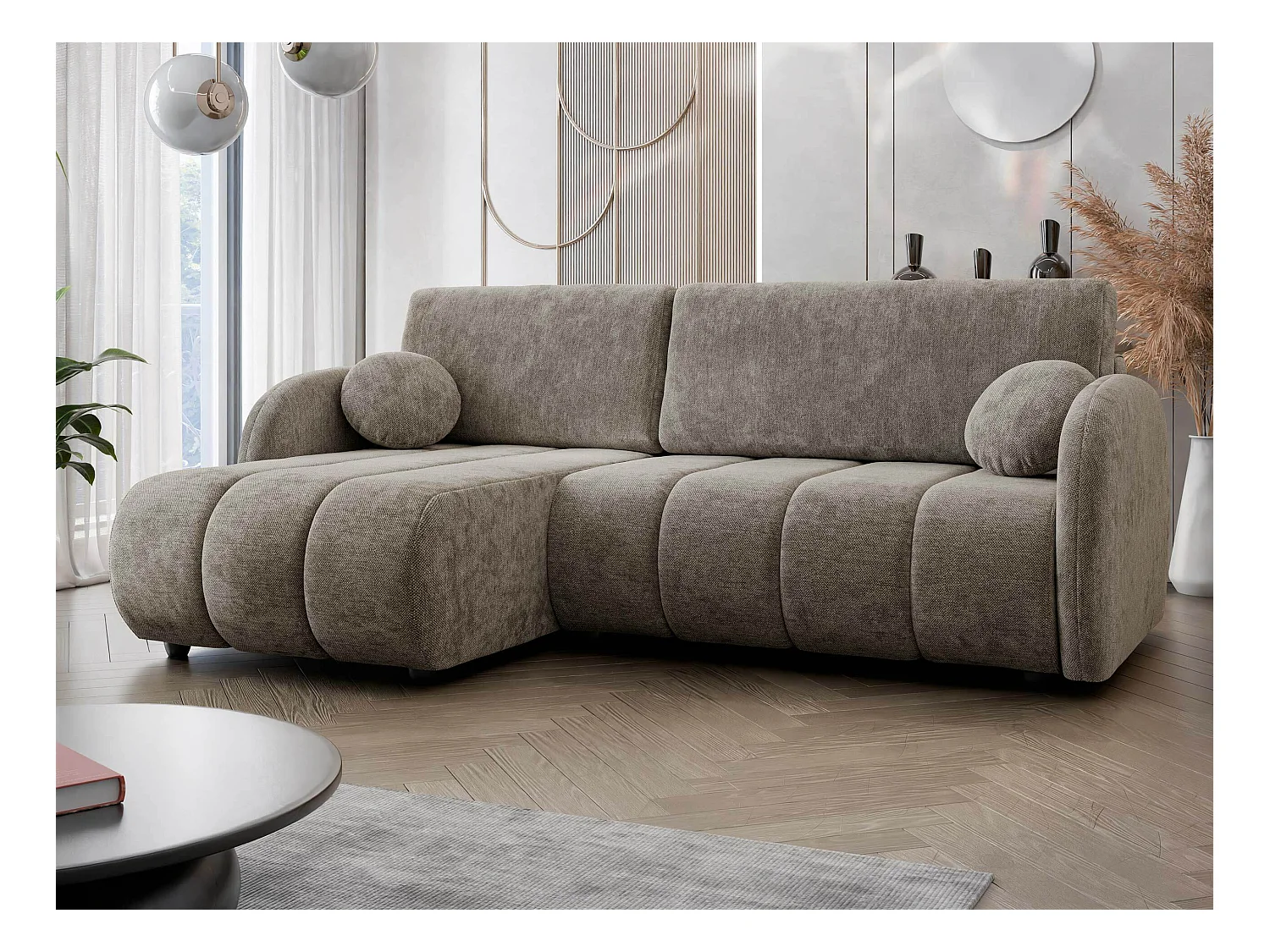 Sofá rinconero Columbus 247, Marrón, Función de descanso, Almacenaje, 233x160x88cm