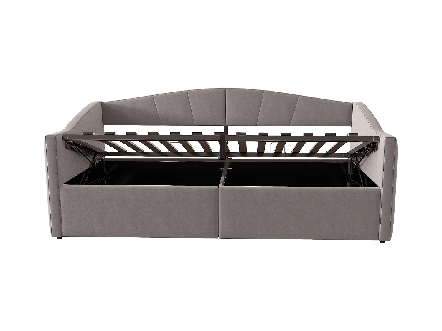 Canapé-lit rembourré 90x200 cm - avec sommier à lattes - tissu velours - gris (matelas non inclus)