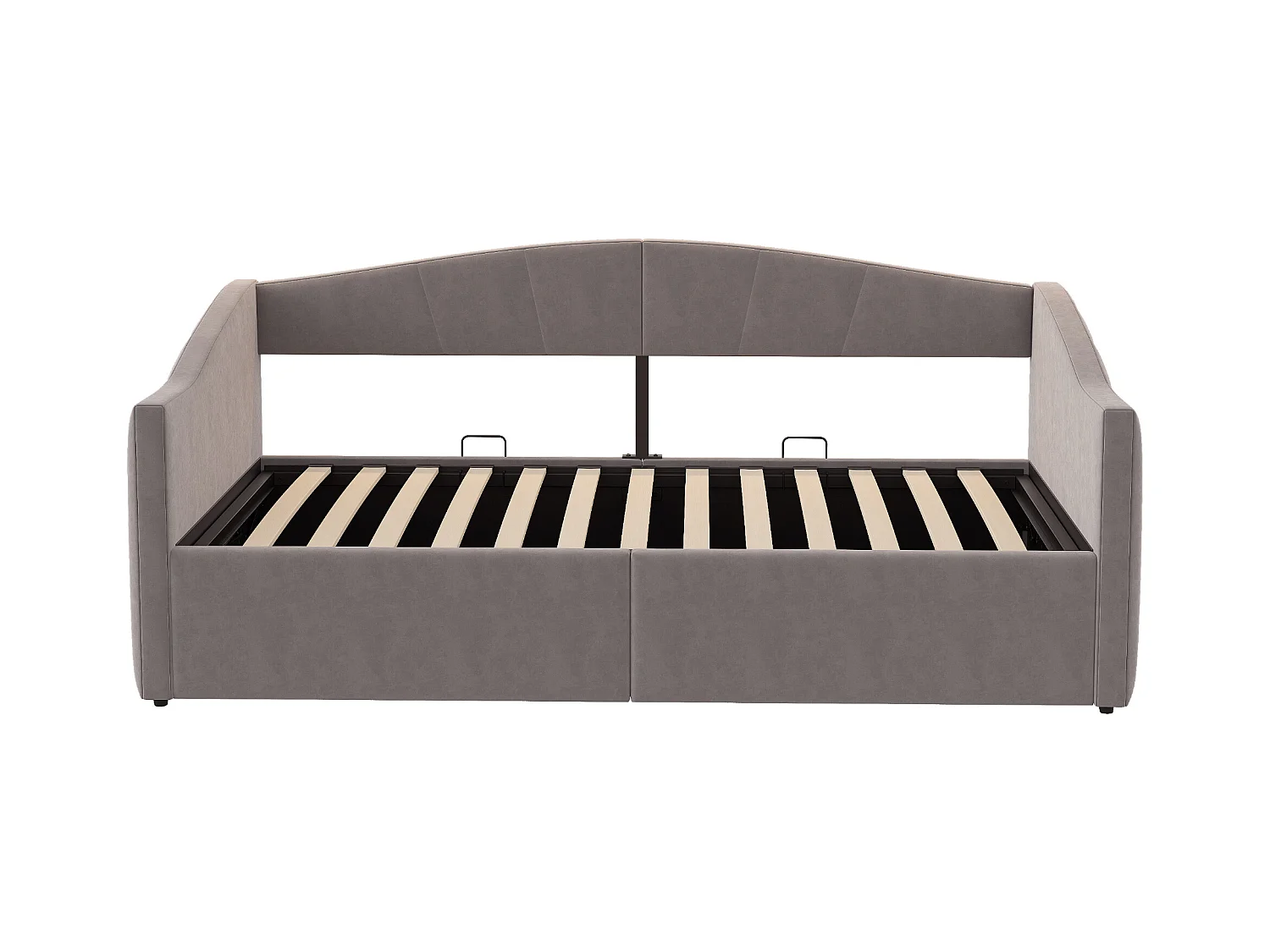 Canapé-lit rembourré 90x200 cm - avec sommier à lattes - tissu velours - gris (matelas non inclus)