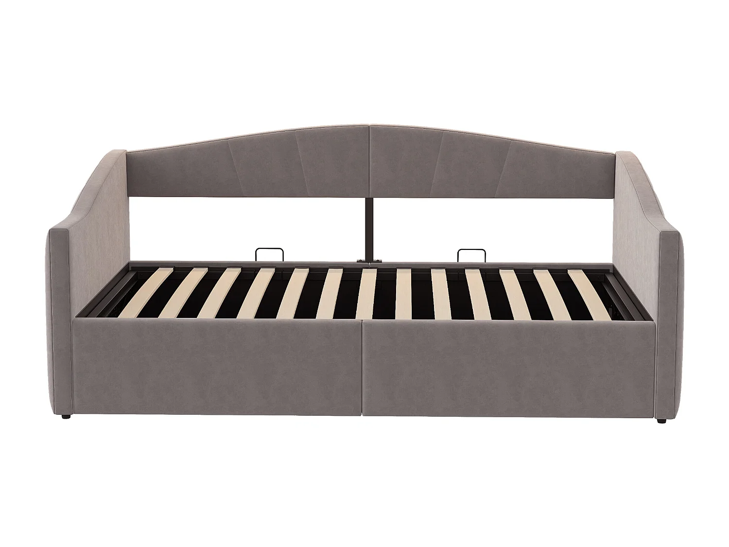 Canapé-lit rembourré 90x200 cm - avec sommier à lattes - tissu velours - gris (matelas non inclus)