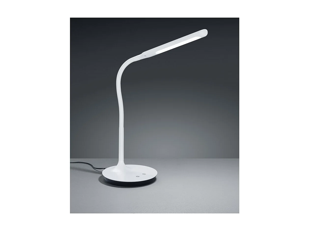 Lampada da tavolo LED, plastica, bianco opaco, 16,4x41x40 cm, Polo