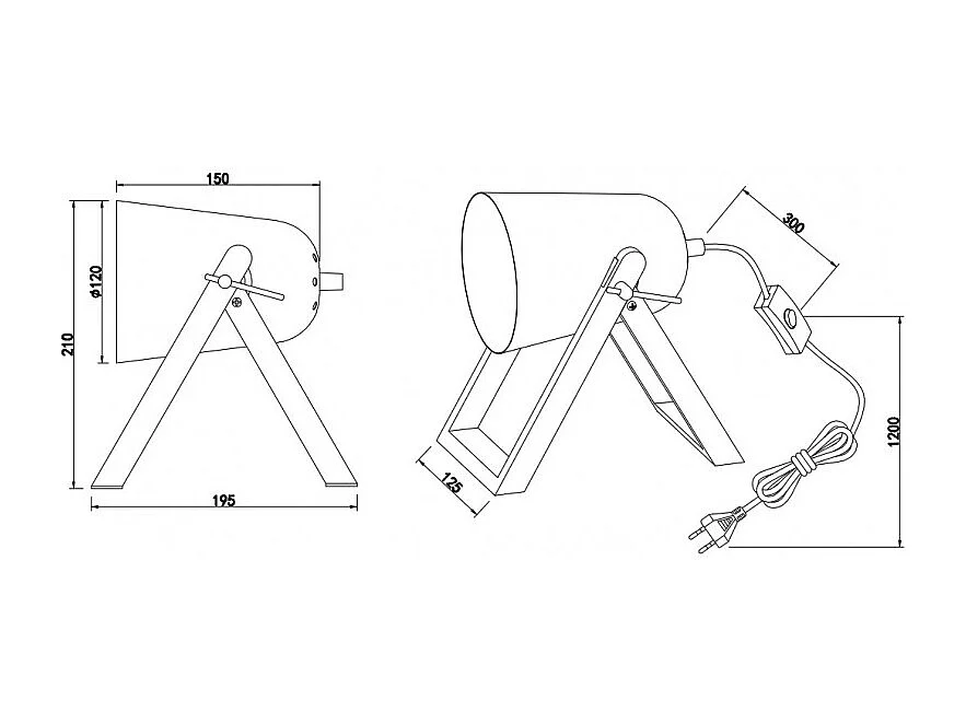Lampe à poser bois métal Marc
