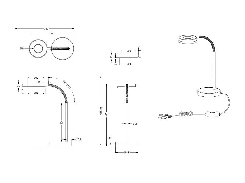 Lampe de bureau flexible Rennes