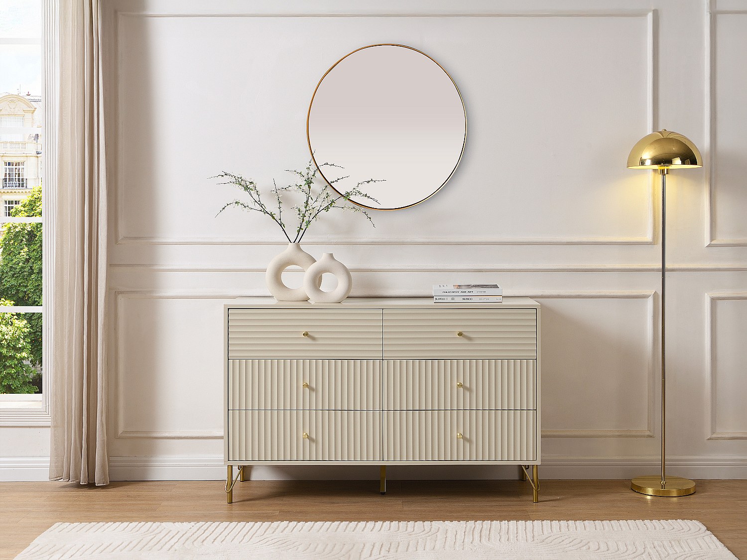 Kommovon mit 6 Schubladen - Beige - LOUREO