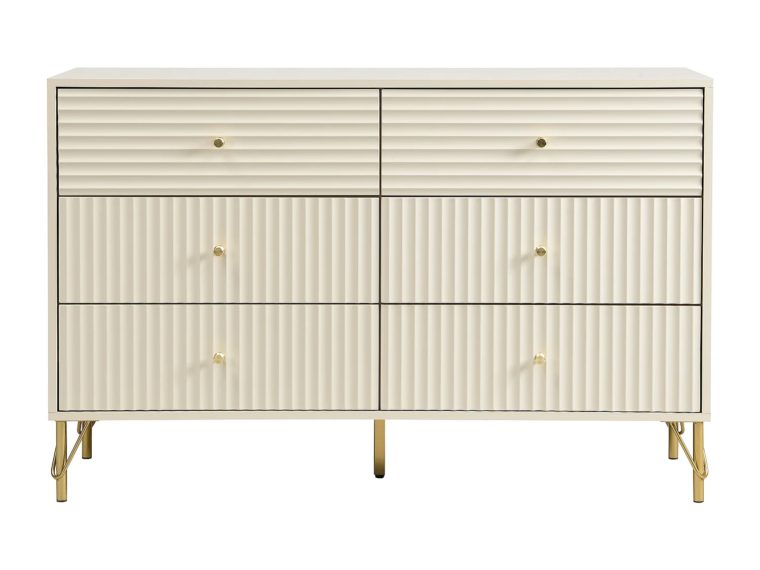Commode 6 tiroirs - Beige - LOUREO