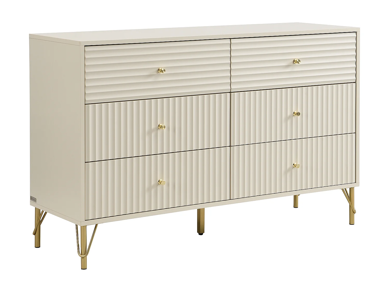 Commode 6 tiroirs - Beige - LOUREO
