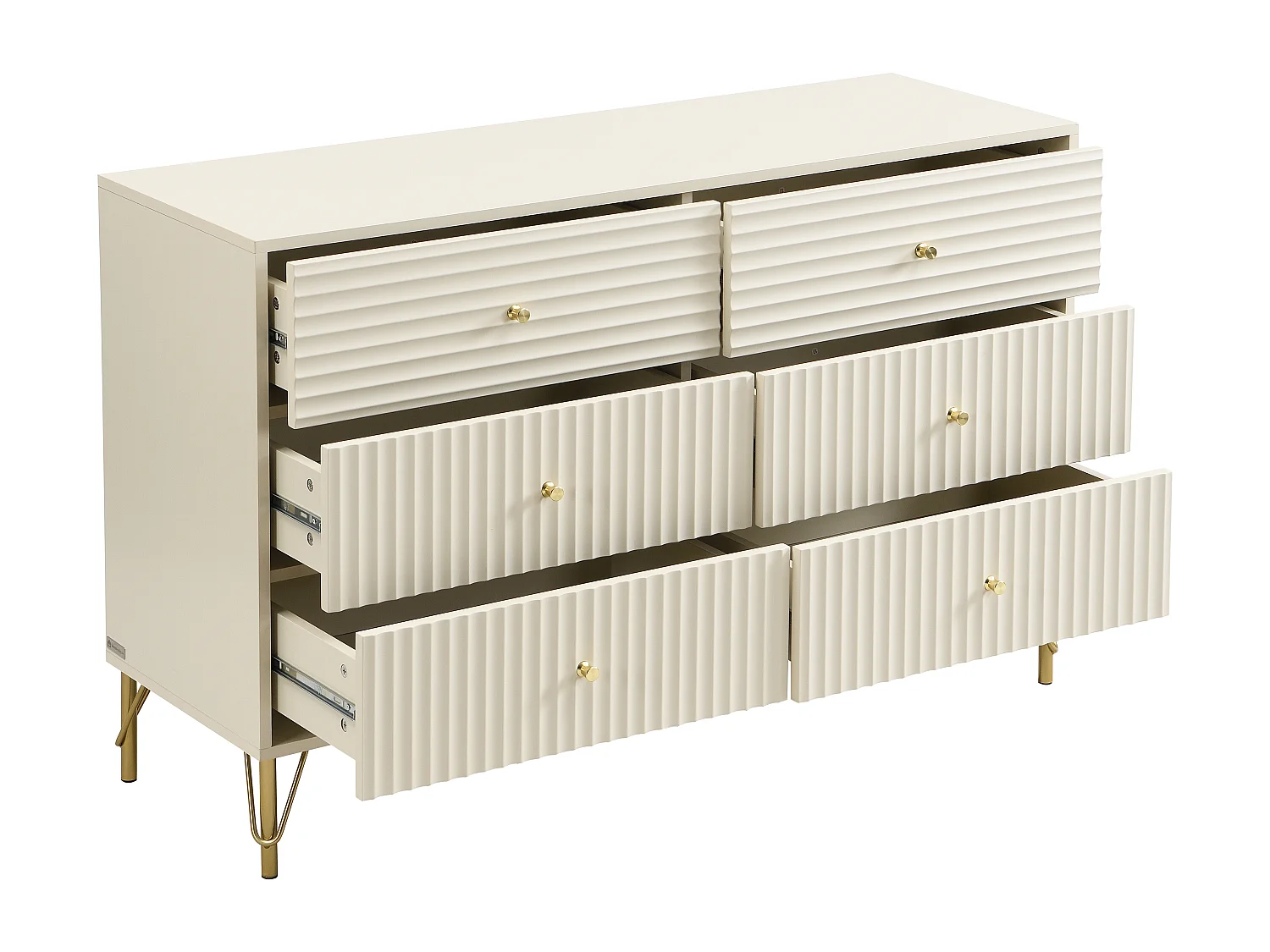 Commode 6 tiroirs - Beige - LOUREO