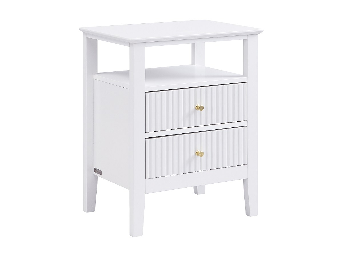 Nachttisch 2 Schubladen & 1 Ablage – MDF – Weiß – NIRIVA günstig online kaufen