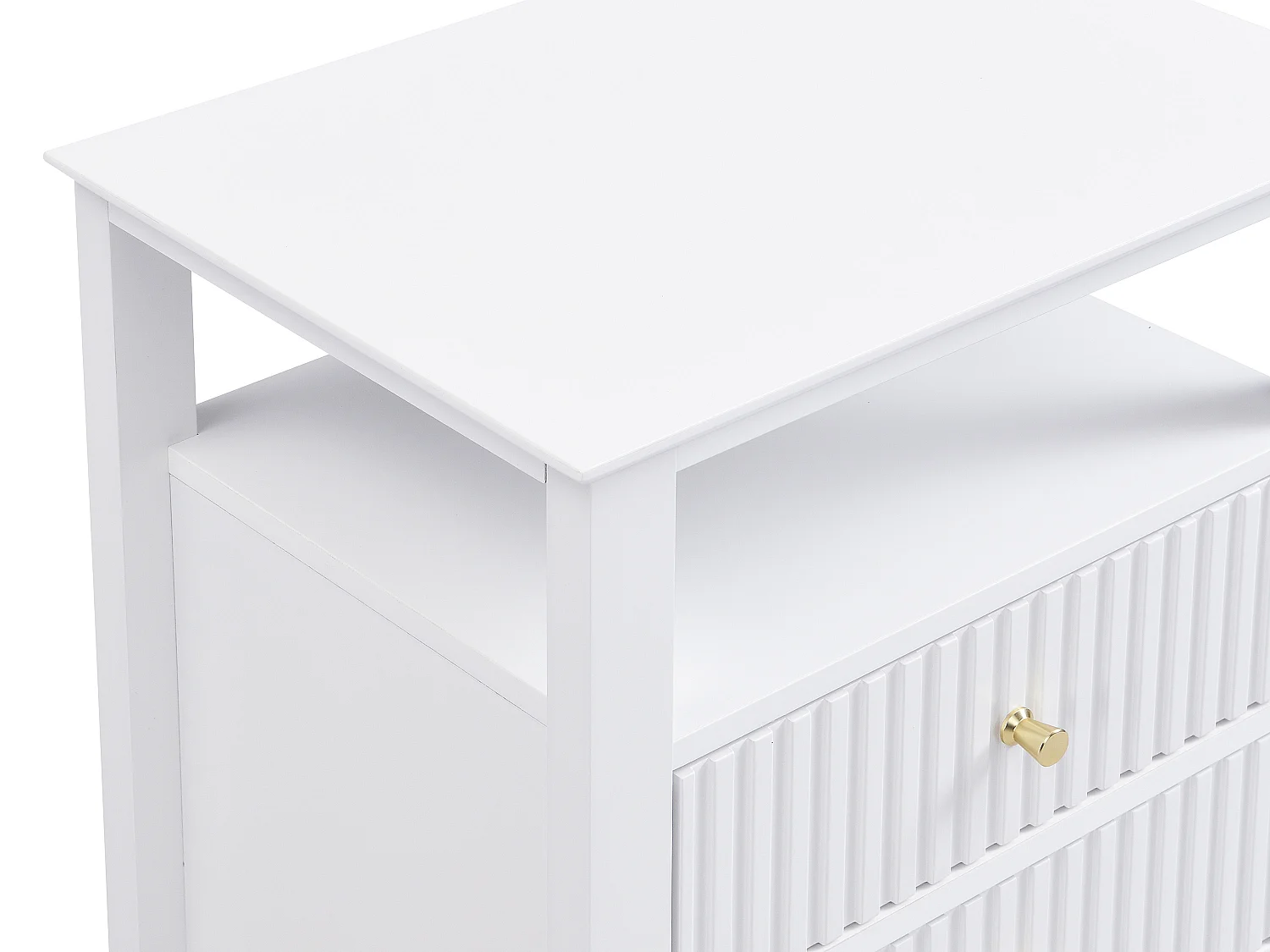 Table de chevet 2 tiroirs et 1 tablette - MDF - Blanc- NIRIVA