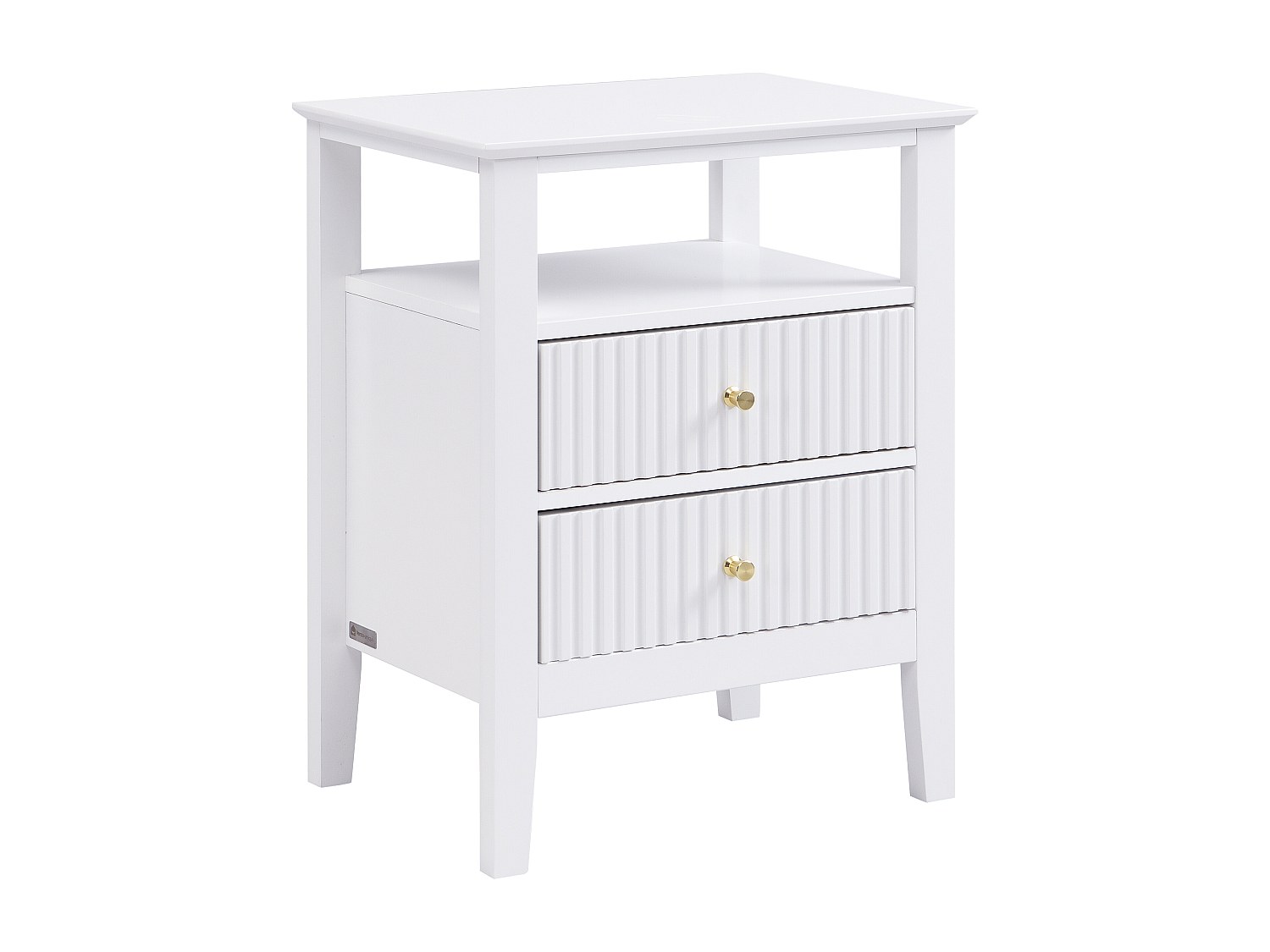 Nachttisch 2 Schubladen & 1 Ablage – MDF – Weiß – NIRIVA günstig online kaufen