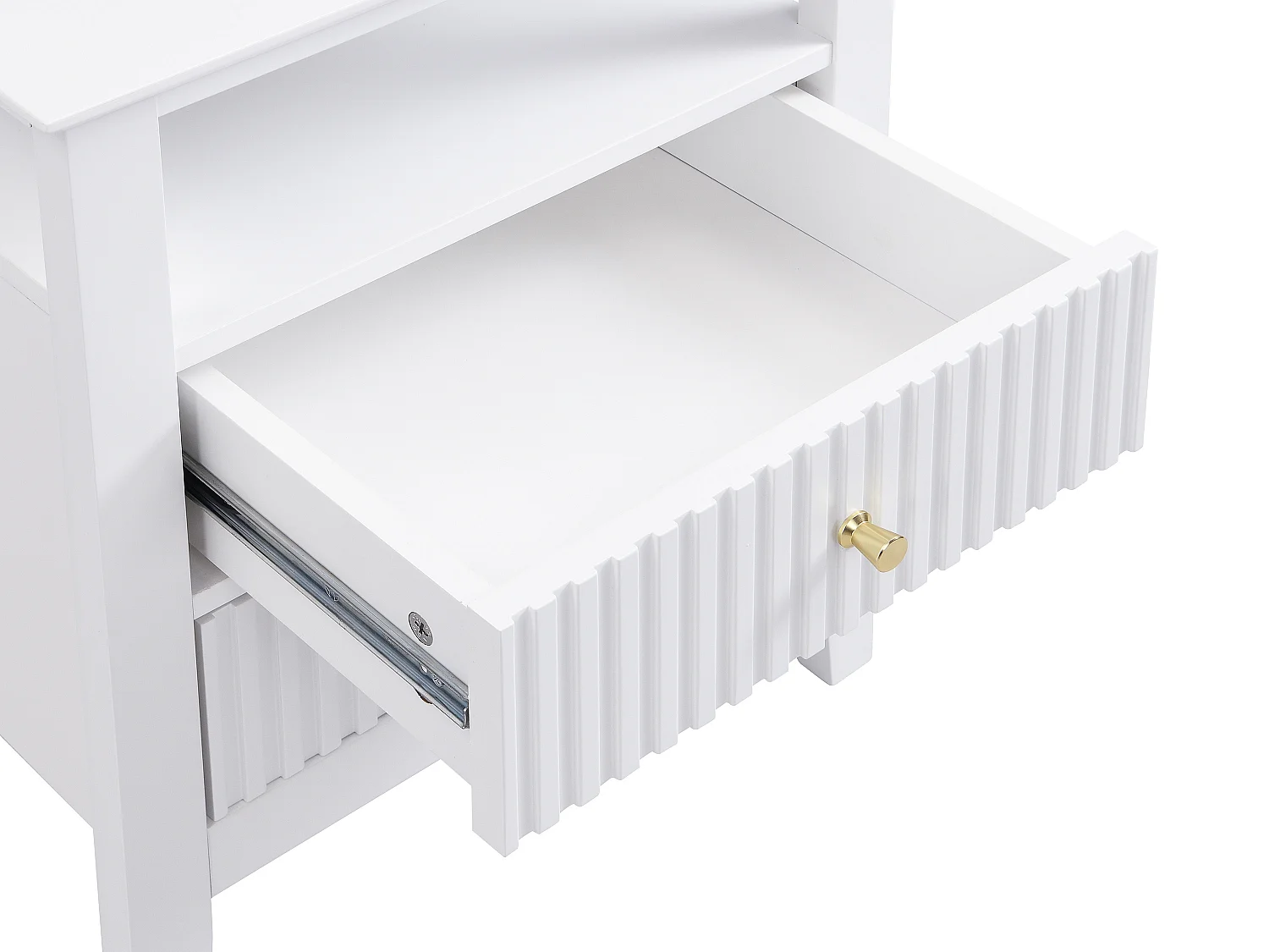 Nachttisch 2 Schubladen & 1 Ablage – MDF – Weiß – NIRIVA