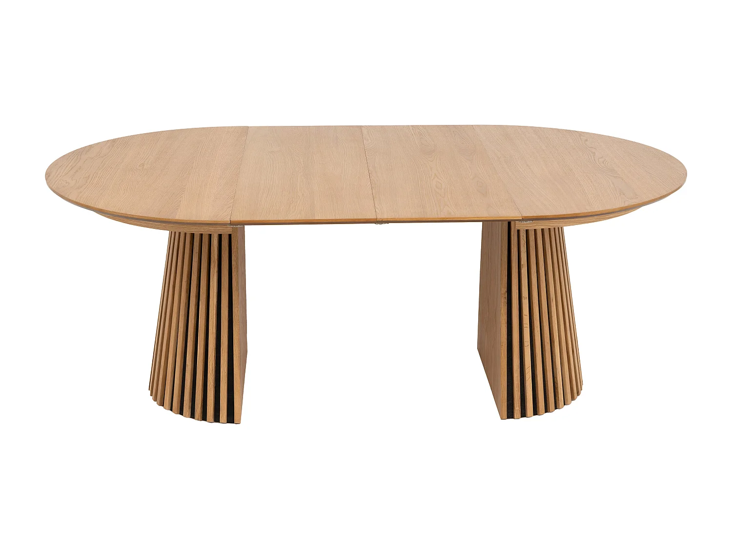 Table à manger extensible 4 à 8 personnes placage chêne - Naturel - CARMIZA