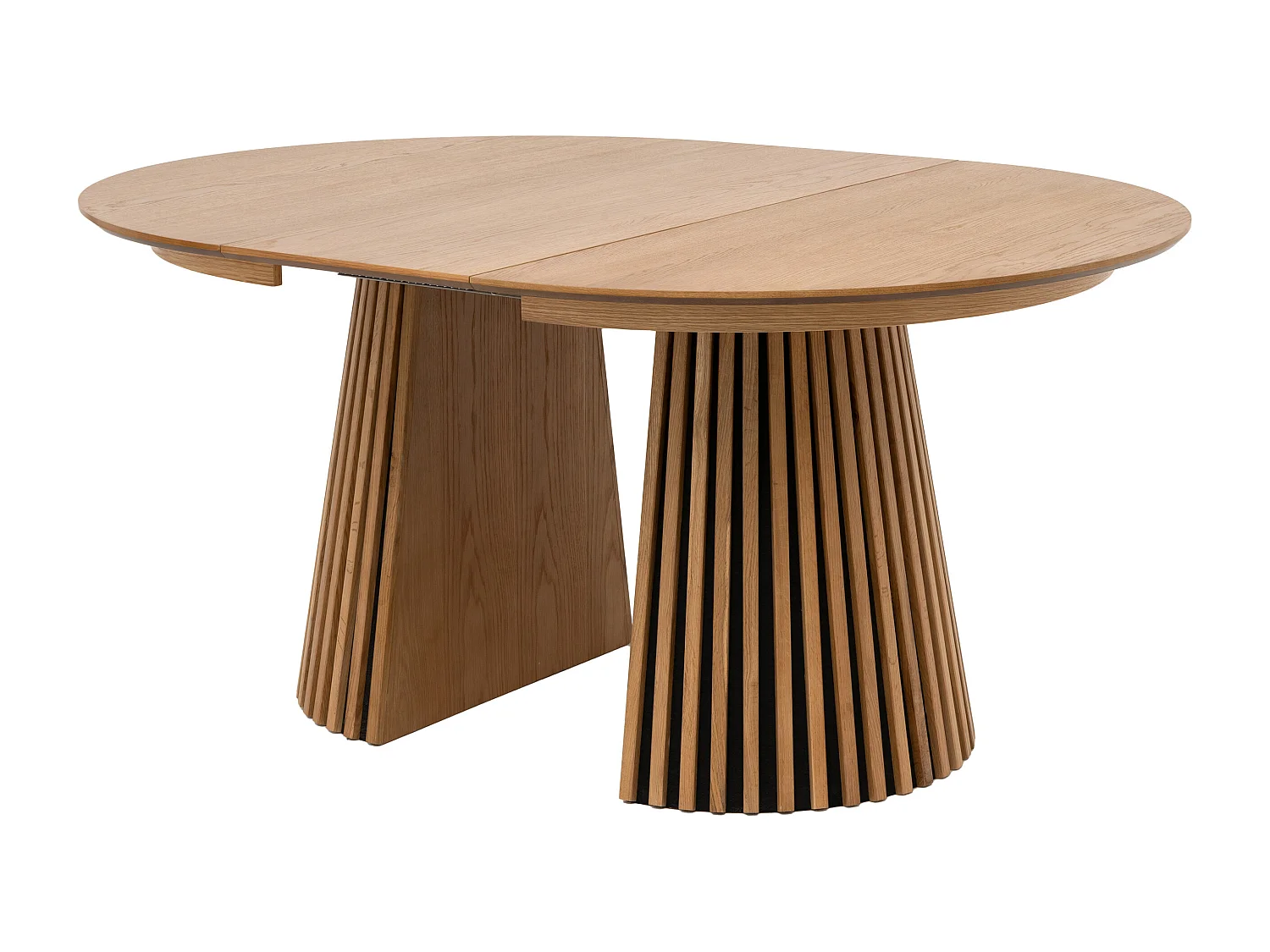 Table à manger extensible 4 à 8 personnes placage chêne - Naturel - CARMIZA