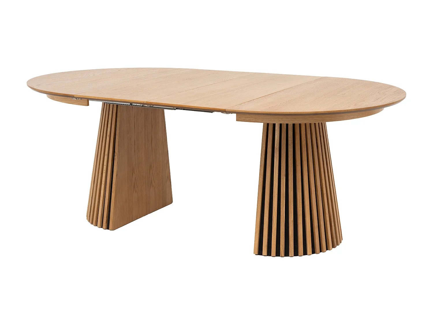 Table à manger extensible 4 à 8 personnes placage chêne - Naturel - CARMIZA