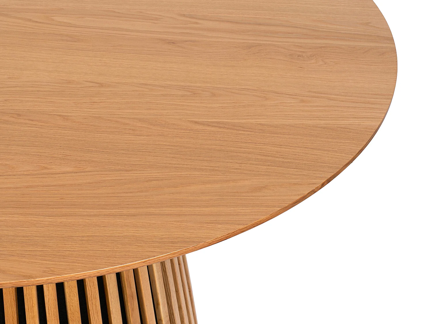 Table à manger ronde 4 personnes placage chêne - Naturel - CARMIZA