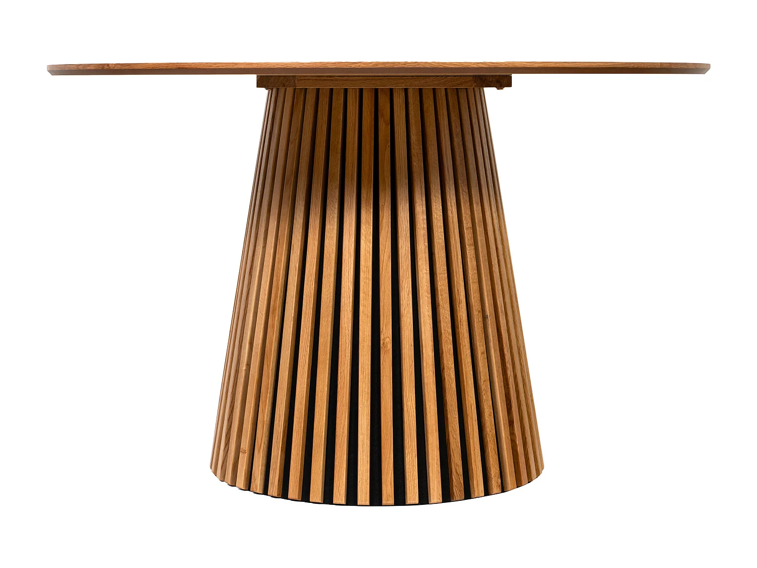 Table à manger ronde 4 personnes placage chêne - Naturel - CARMIZA