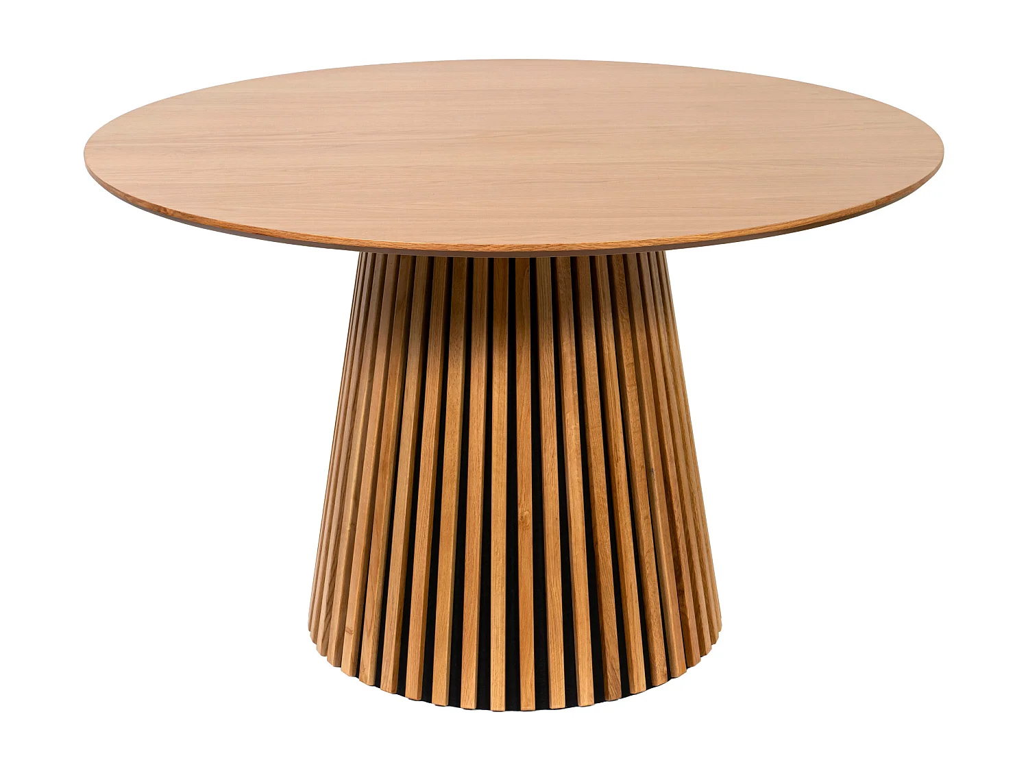 Table à manger ronde 4 personnes placage chêne - Naturel - CARMIZA