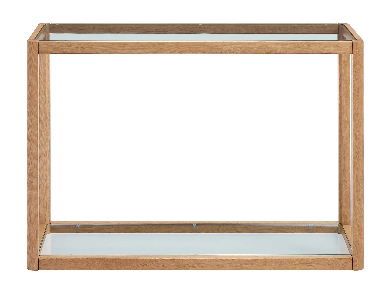 Console en verre trempé et chêne - Transparent et Naturel - ZUNARIL