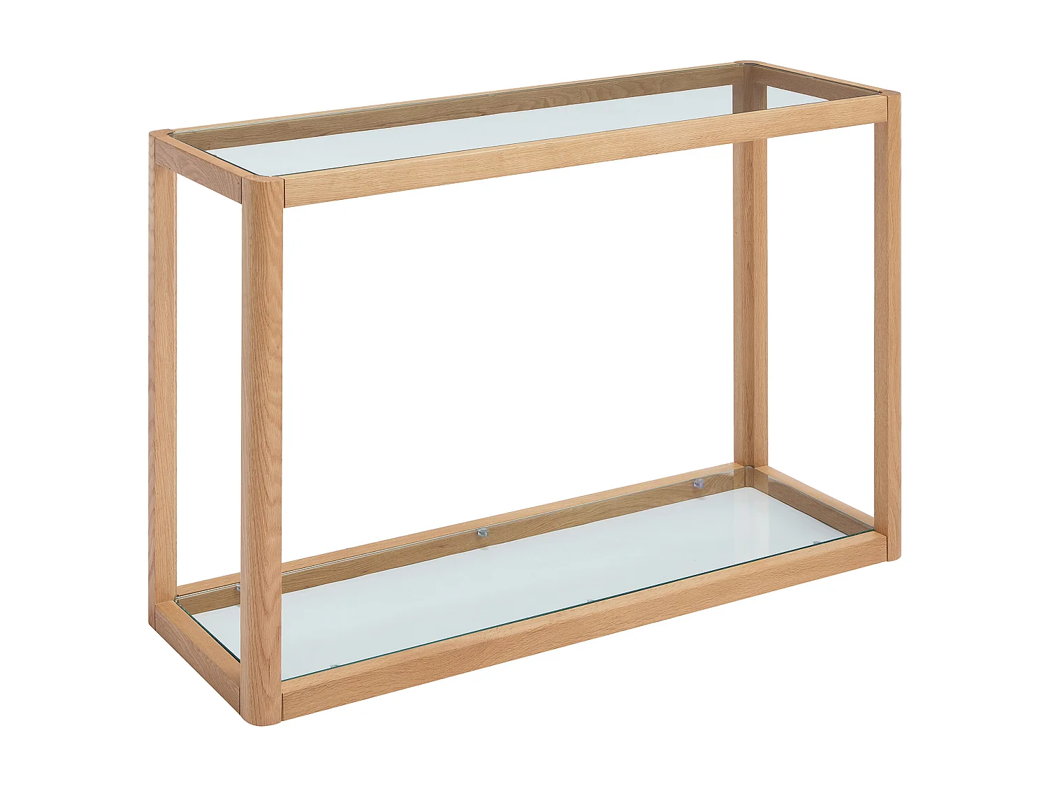 Console en verre trempé et chêne - Transparent et Naturel - ZUNARIL