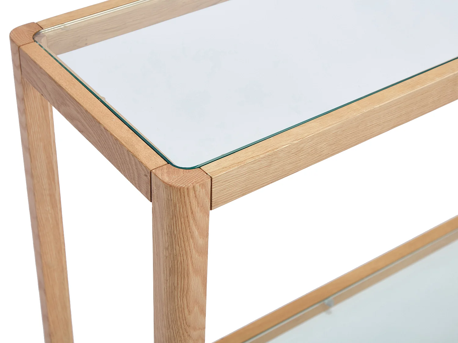 Console en verre trempé et chêne - Transparent et Naturel - ZUNARIL