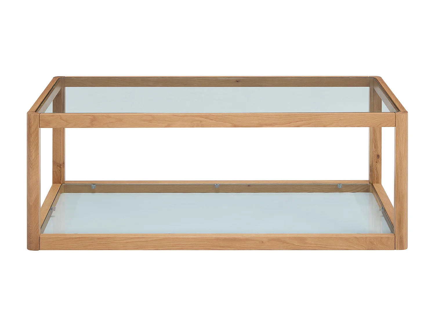 Table basse en verre trempé et chêne - Transparent et Naturel - ZUNARIL