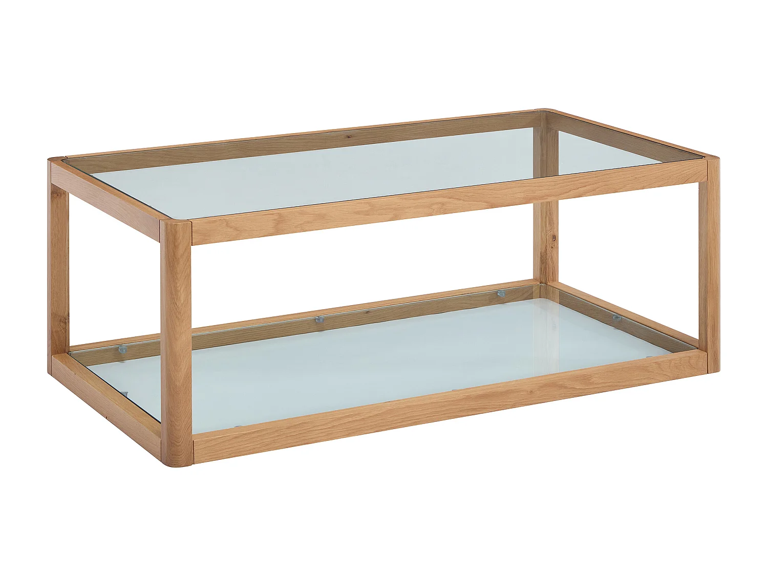 Table basse en verre trempé et chêne - Transparent et Naturel - ZUNARIL