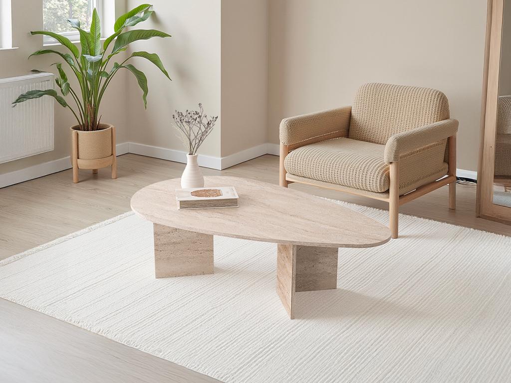 Couchtisch – Travertin-Optik Beige – LOMARETI günstig online kaufen